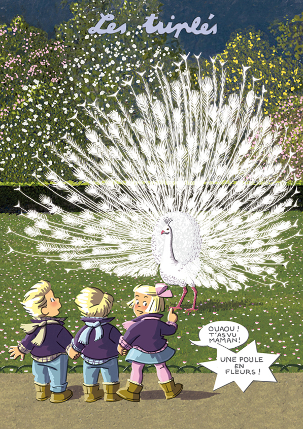 Les Triplés Digigraphie La poule en fleur